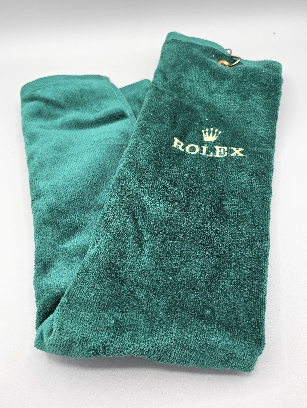 Rolex Golf Towel Velour Soft Cotton Vintage 15 X 26 Bag Clip Green Embroidered